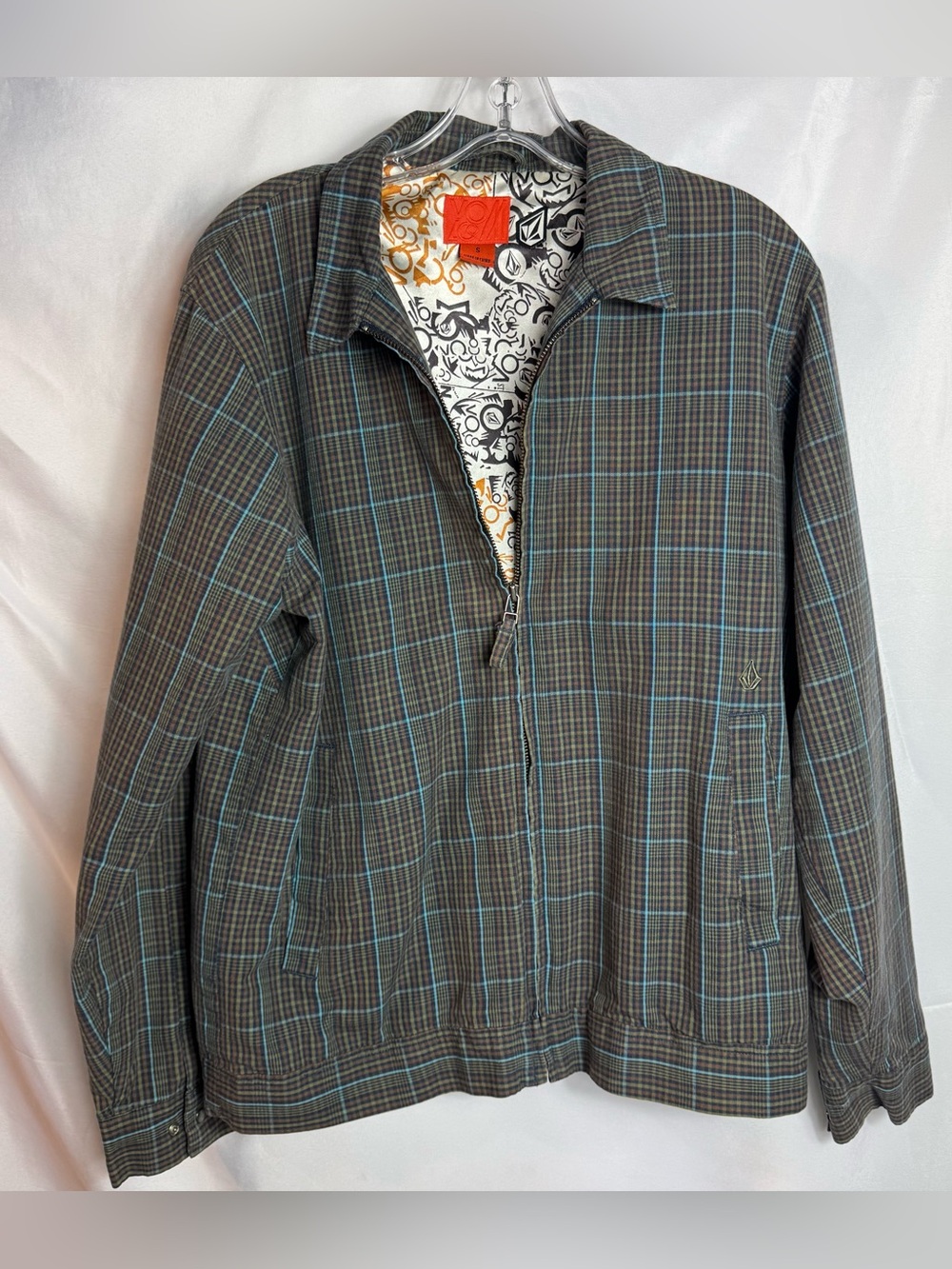 VTG Y2K Volcom Collectable “Queso Plaid” Full Zip Lined Jacket Mens Sz S